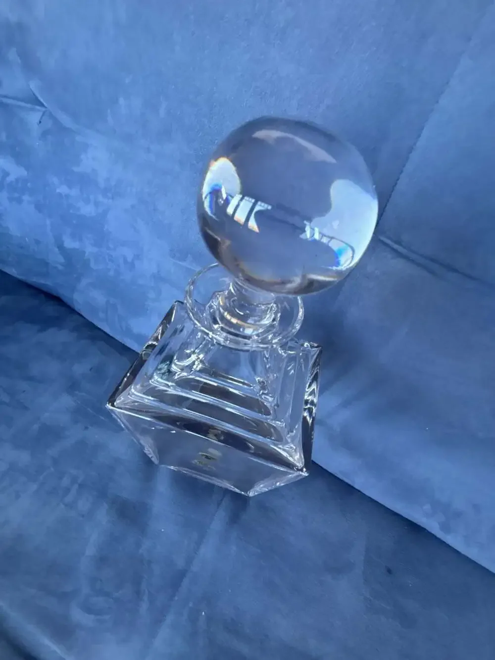 Vica 24% Lead Crystal Square Whiskey Decanter with Ball Stopper Made in Italy